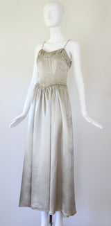 "Sage Green Satin" Vintage 1940's Sage Green Satin Evening Gown UK 8 US 4