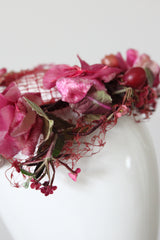 "Dark Fuchsia Florals" Vintage 1950's Floral Percher Hat