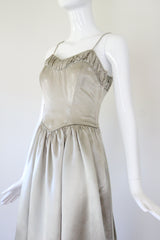 "Sage Green Satin" Vintage 1940's Sage Green Satin Evening Gown UK 8 US 4