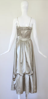 "Sage Green Satin" Vintage 1940's Sage Green Satin Evening Gown UK 8 US 4