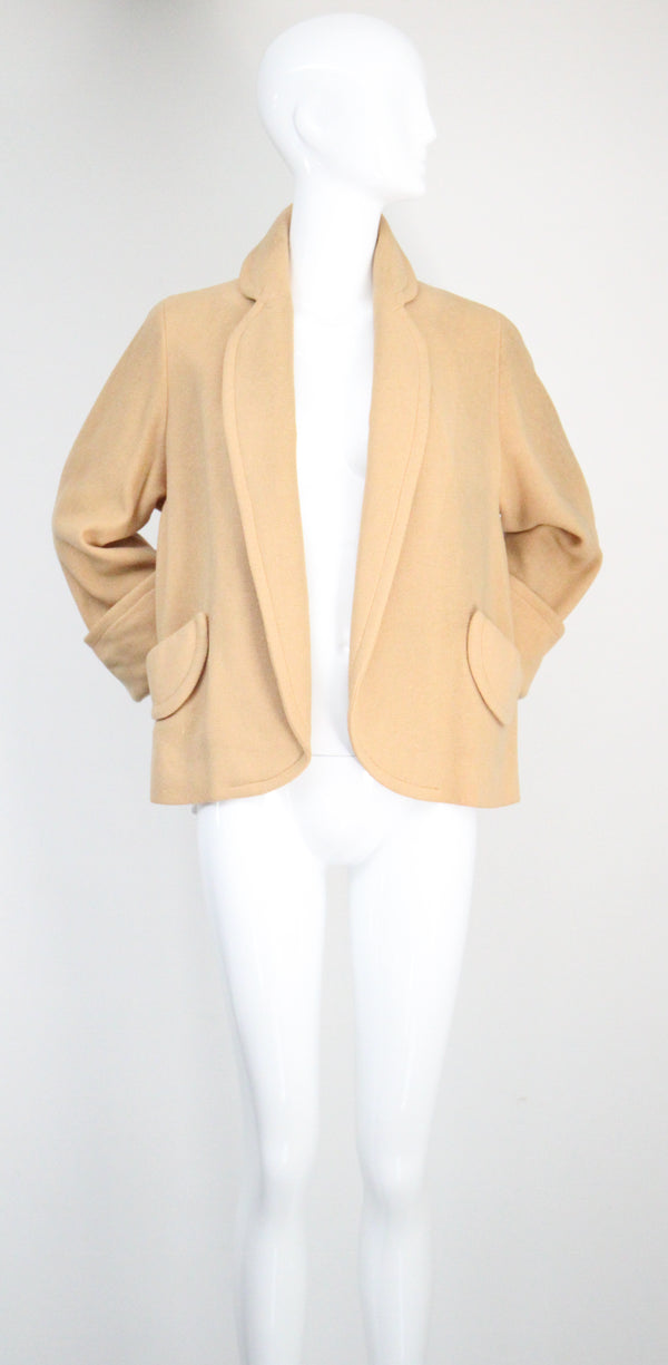 "Macaroon Yellow" Vintage 1940's Macaroon Yellow Wool Swing Jacket UK 14 US 10