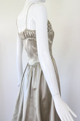"Sage Green Satin" Vintage 1940's Sage Green Satin Evening Gown UK 8 US 4
