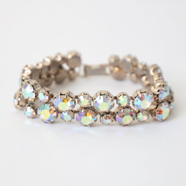 "Iridescent Sparkling Weiss" Vintage 1950's Iridescent Rhinestone Weiss Bracelet