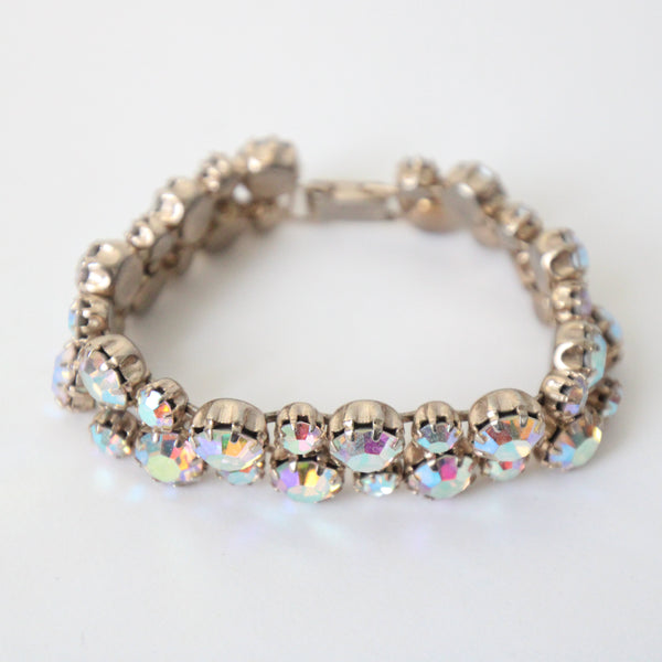 "Iridescent Sparkling Weiss" Vintage 1950's Iridescent Rhinestone Weiss Bracelet