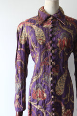 "The Peacock Garden" Vintage 1930's Imperial Magenta Silk Brocade Floral Coat UK 14 US 10