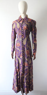 "The Peacock Garden" Vintage 1930's Imperial Magenta Silk Brocade Floral Coat UK 14 US 10