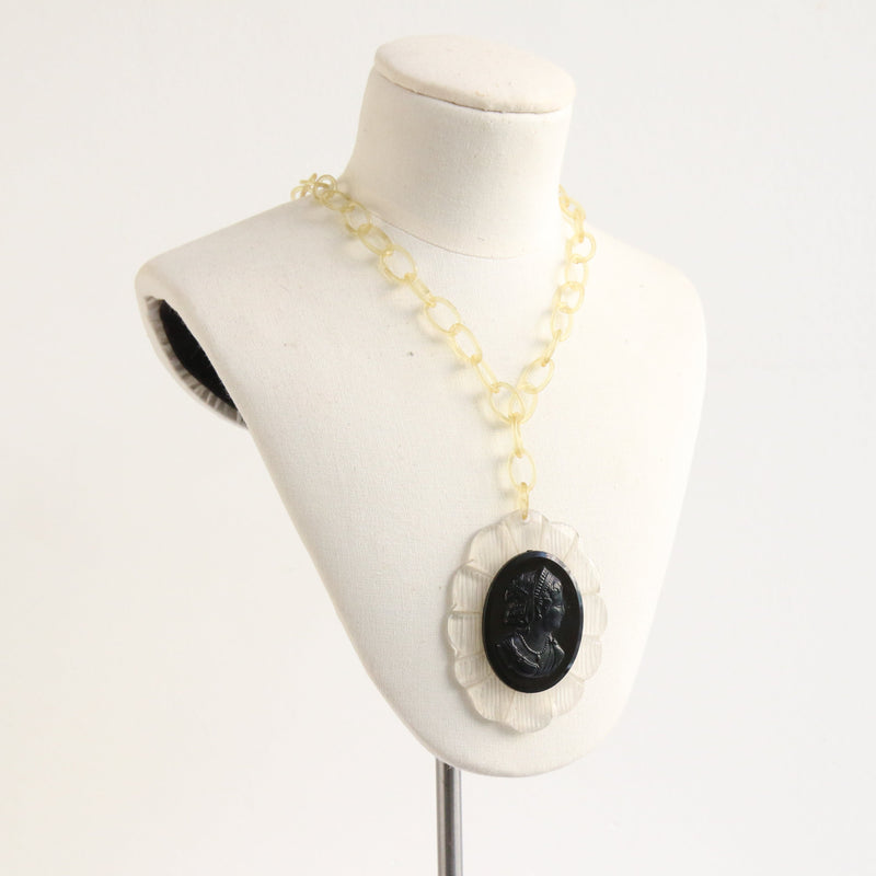 "Statement Cameo" Vintage 1920's Lucite Cameo Necklace