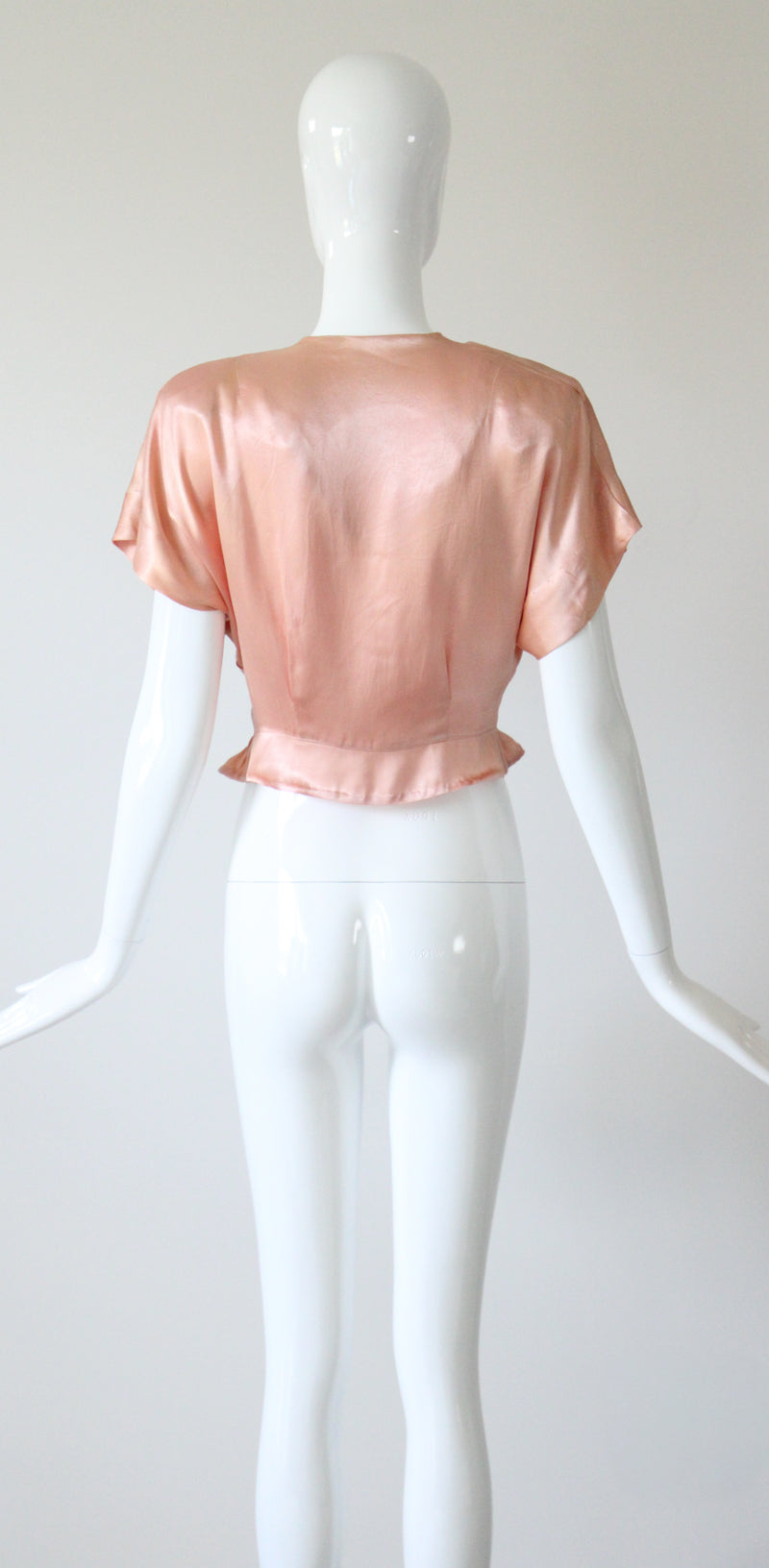 "Hand Painted Florals" Vintage 1940's Ballerina Pink Painted Blouse UK 8 US 4