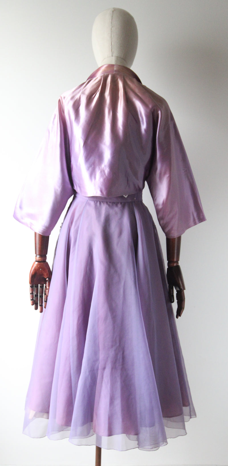 "Beaded Lilacs" Vintage 1950's Beaded Lilac Dress & Jacket UK 8 US 4