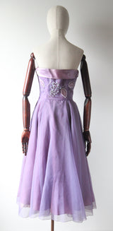 "Beaded Lilacs" Vintage 1950's Beaded Lilac Dress & Jacket UK 8 US 4