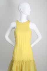 "Sunshine Yellow" Vintage 1960's Yellow Chiffon Drop Waist Dress UK 8 US 4