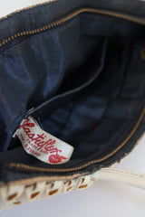 "Cream Woven Plasticflex" Vintage 1940's Cream Plasticfex Handbag