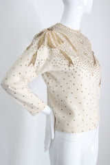 "Golden Bows" Vintage 1950's Cream Bead & Sequin Embellished Cardigan UK 12-14 US 8-10