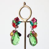 "Jewel Toned Gems" Vintage 1960's Brightly Coloured Jewel Toned Rhinestone Clip on Earrings