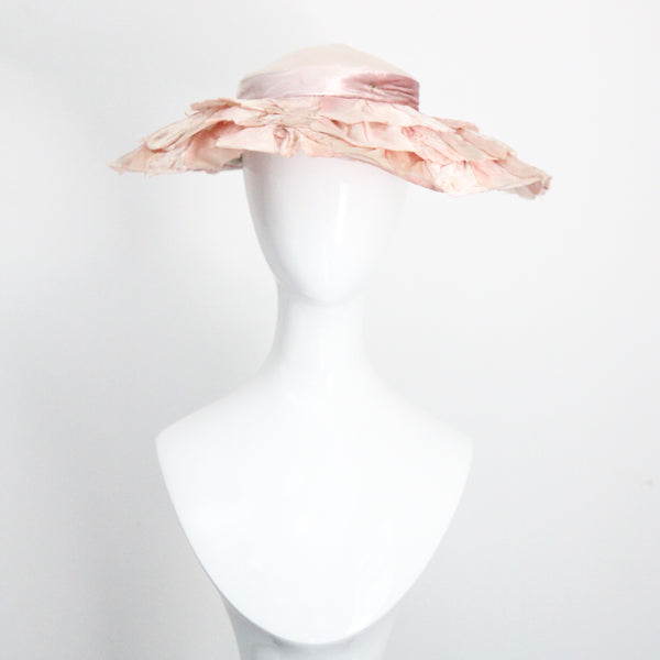 "Pink Velvet Petals" Vintage 1950's Pink Velvet Petal Saucer Hat