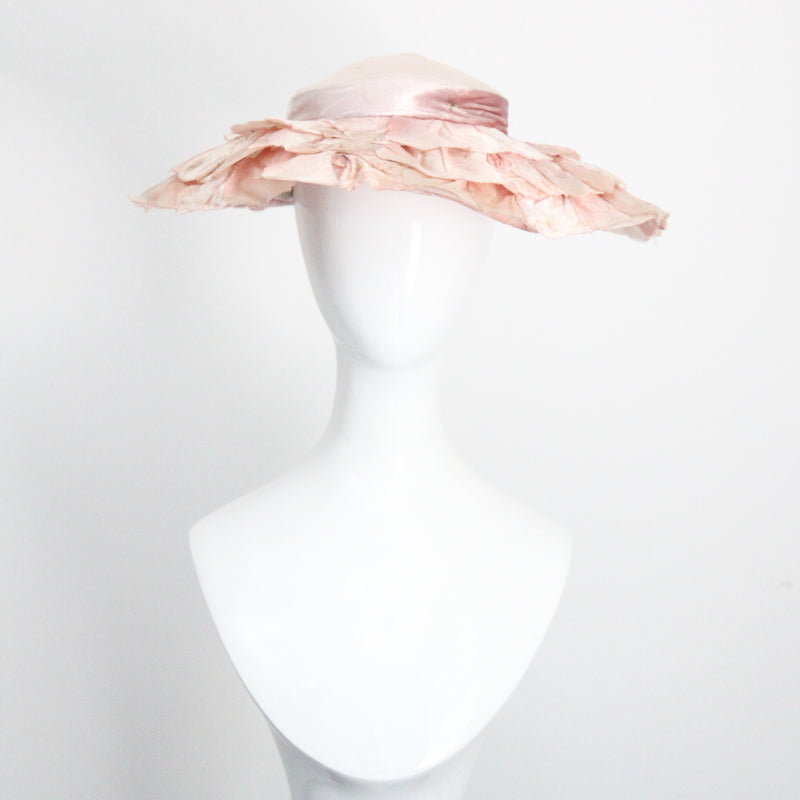 "Pink Velvet Petals" Vintage 1950's Pink Velvet Petal Saucer Hat