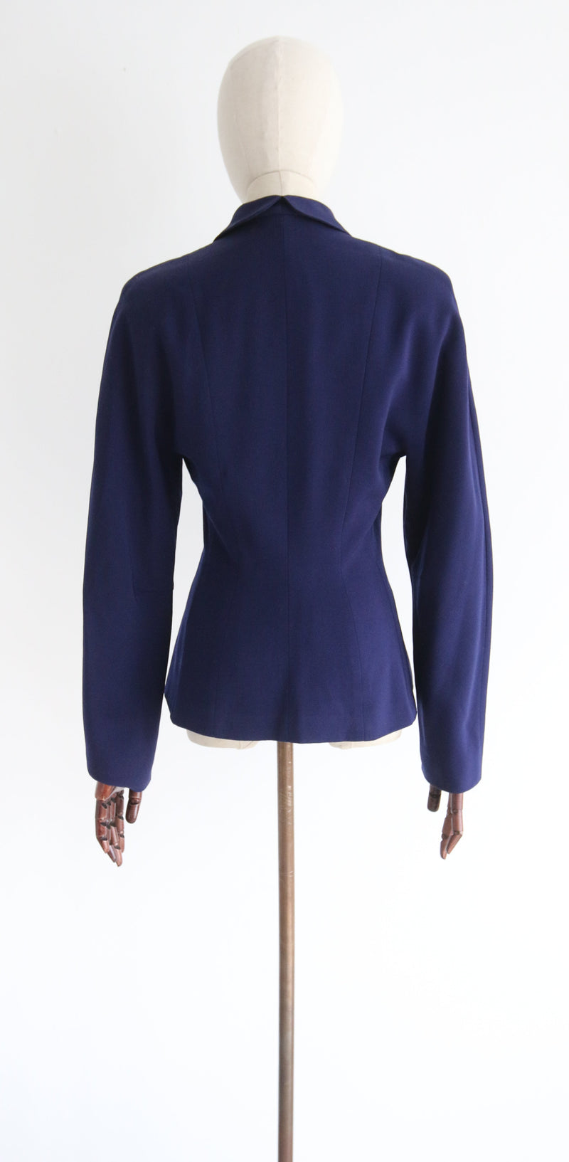 "Triple Buttons" Vintage 1940's Navy Blue Wool Jacket UK 10 US 6