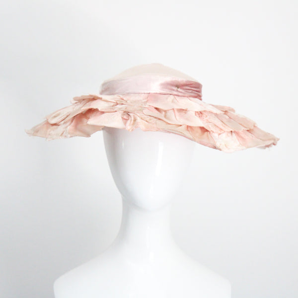 "Pink Velvet Petals" Vintage 1950's Pink Velvet Petal Saucer Hat