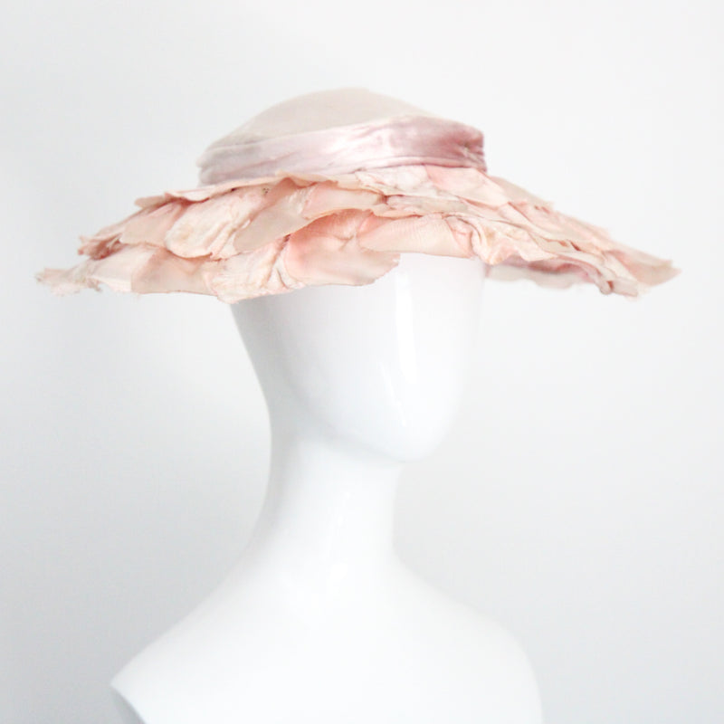 "Pink Velvet Petals" Vintage 1950's Pink Velvet Petal Saucer Hat