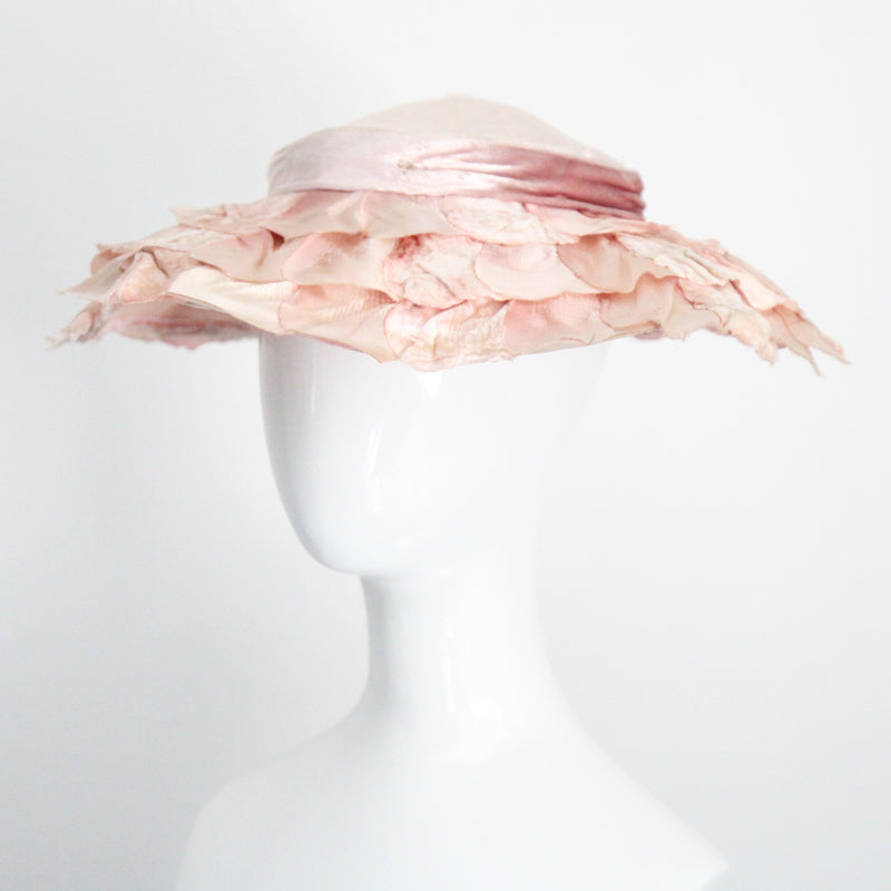 "Pink Velvet Petals" Vintage 1950's Pink Velvet Petal Saucer Hat