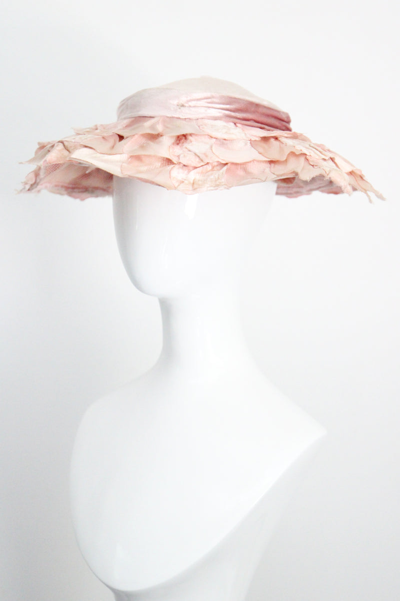 "Pink Velvet Petals" Vintage 1950's Pink Velvet Petal Saucer Hat