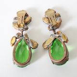 "Jewel Toned Gems" Vintage 1960's Brightly Coloured Jewel Toned Rhinestone Clip on Earrings