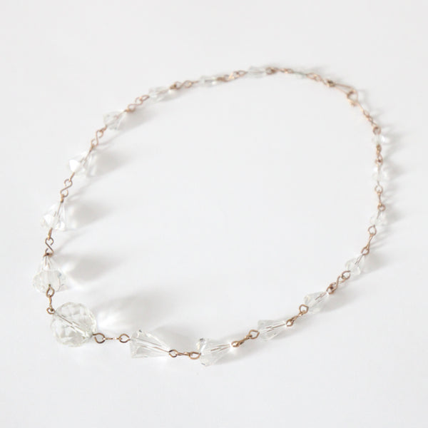 "Faceted Glass Beads" Vintage 1940's Glass Bead and Wirework Necklace