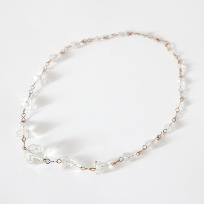 "Faceted Glass Beads" Vintage 1940's Glass Bead and Wirework Necklace