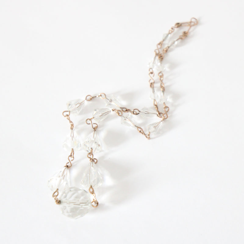 "Faceted Glass Beads" Vintage 1940's Glass Bead and Wirework Necklace