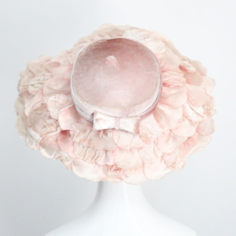 "Pink Velvet Petals" Vintage 1950's Pink Velvet Petal Saucer Hat