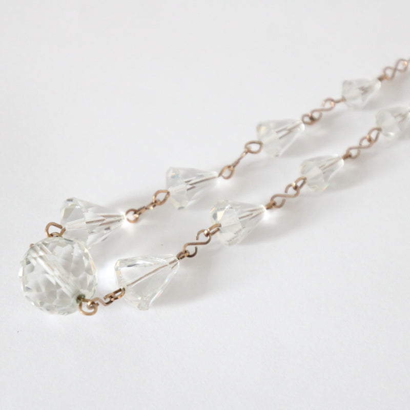 "Faceted Glass Beads" Vintage 1940's Glass Bead and Wirework Necklace