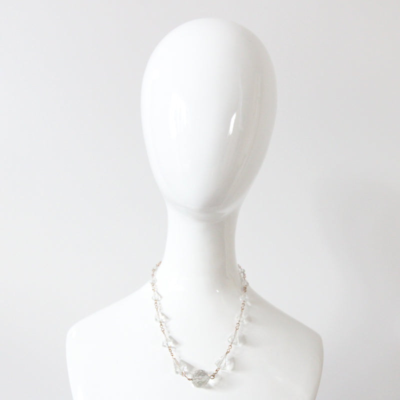 "Faceted Glass Beads" Vintage 1940's Glass Bead and Wirework Necklace