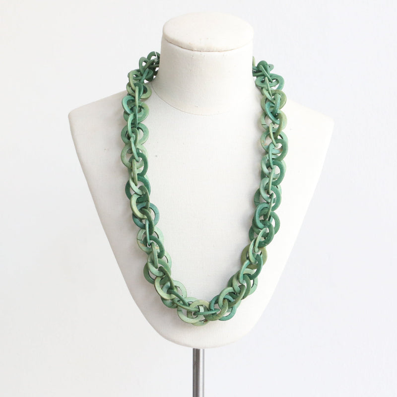 "Sage Green Chain Links" Vintage 1930's Sage Green Celluloid Chain Link Necklace