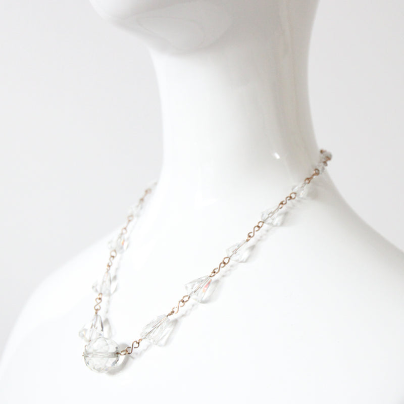 "Faceted Glass Beads" Vintage 1940's Glass Bead and Wirework Necklace