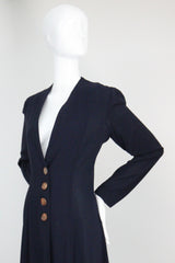 "Navy Seams" Vintage 1930's Navy Blue Princess Seam Spring Coat UK 12 US 8