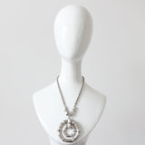 "Brushed Silver Bamboo" Vintage 1970's Brushed Silver Bamboo Accent Necklace