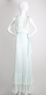 "Art Deco & Lace" Vintage 1960's Art Deco Pattern & Lace Nightdress  UK 10-12 US 6-8