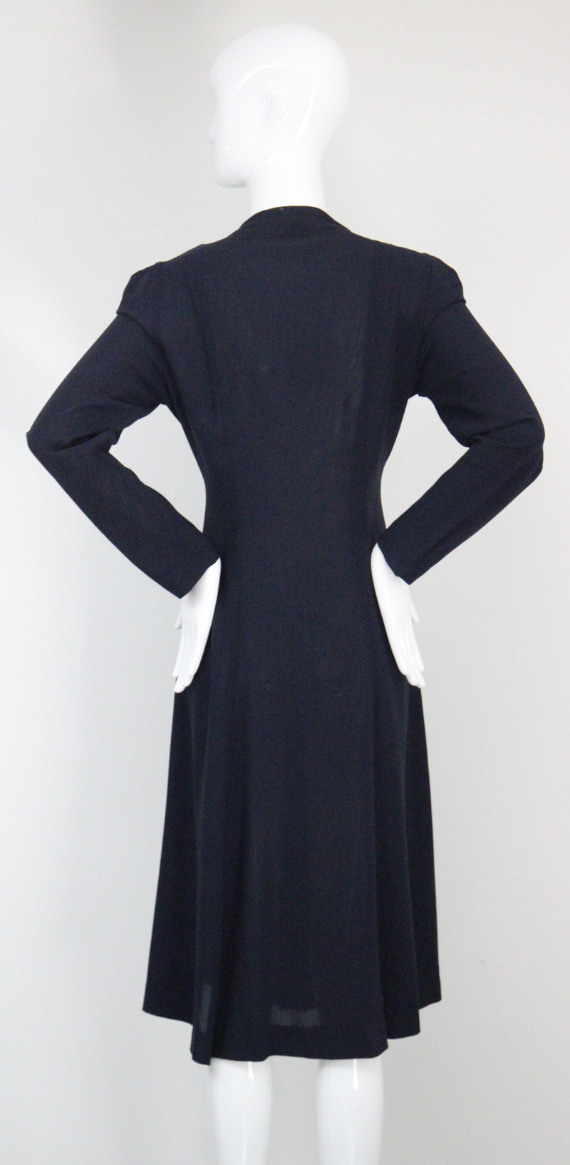 "Navy Seams" Vintage 1930's Navy Blue Princess Seam Spring Coat UK 12 US 8