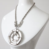 "Brushed Silver Bamboo" Vintage 1970's Brushed Silver Bamboo Accent Necklace