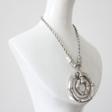 "Brushed Silver Bamboo" Vintage 1970's Brushed Silver Bamboo Accent Necklace