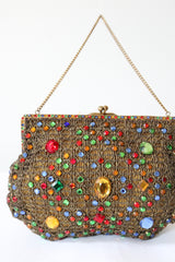 "Rhinestones & Lamé" Vintage 1930's Gold Lamé & Rhinestone Evening Bag