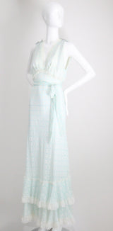 "Art Deco & Lace" Vintage 1960's Art Deco Pattern & Lace Nightdress  UK 10-12 US 6-8