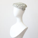 "Ice Blue Sequins" Vintage 1950's Iridescent Ice Blue Sequin Percher Hat