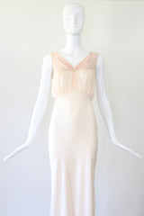 "Silk & Lace" Vintage 1930's Keyhole Detail Silk & Lace Bias Cut Gown UK 8 US 4