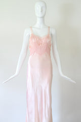 "Perfectly Pink Lace" Vintage 1930's Pink Lace & Pleats Gown UK 8 US 4
