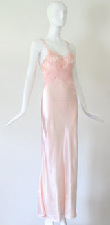 "Perfectly Pink Lace" Vintage 1930's Pink Lace & Pleats Gown UK 8 US 4