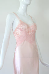"Perfectly Pink Lace" Vintage 1930's Pink Lace & Pleats Gown UK 8 US 4