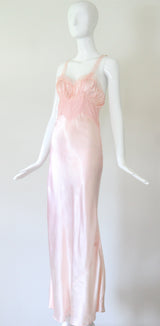 "Perfectly Pink Lace" Vintage 1930's Pink Lace & Pleats Gown UK 8 US 4
