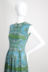 "Aqua Paisley" Vintage 1960's Aqua Paisley Cotton Dress UK 10 US 6