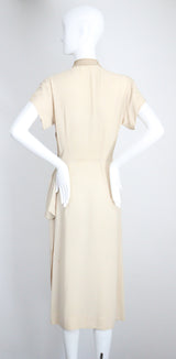 "Rocailles Tassels" Vintage 1940's Cream Soutache & Beaded Embellished Dress UK 8 US 4